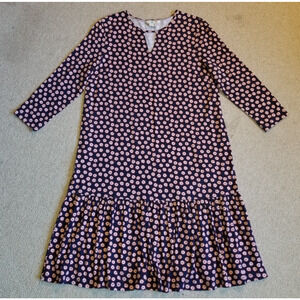 Womens Dress-BODEN-'Navy/Wine; Daisy Duo Print' 'Selena' knit peplum hem-US 8